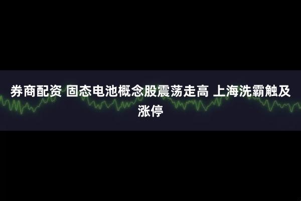 券商配资 固态电池概念股震荡走高 上海洗霸触及涨停